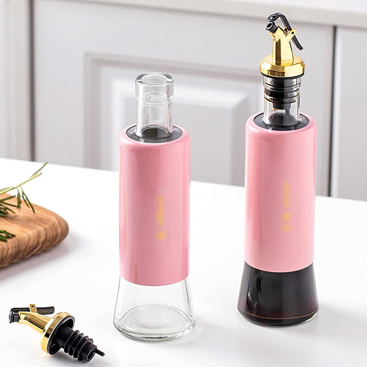 300 ML Olive Oil Dispenser Bottle Leakproof Condiment Glass Container Non- Drip Spout Soy Sauce Vinegar Cruet Bottle for Kitchen Cooking BBQ Fry for Kicthen Home (300 ML) Your Brand