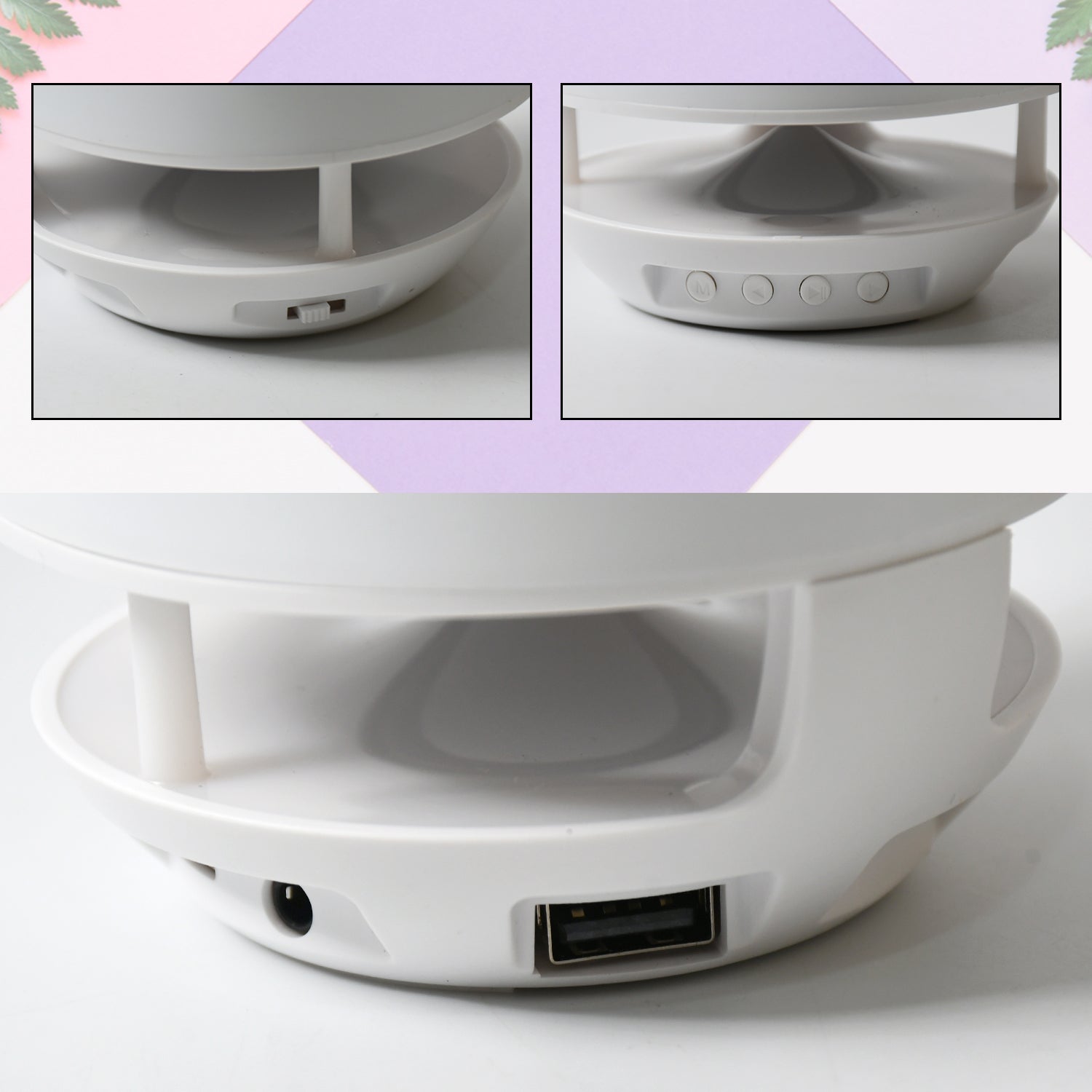 Multifunctional 4-Compartment Pen Holder with 5W Bluetooth Speaker & Smart Color-Changing Desk Lamp Your Brand