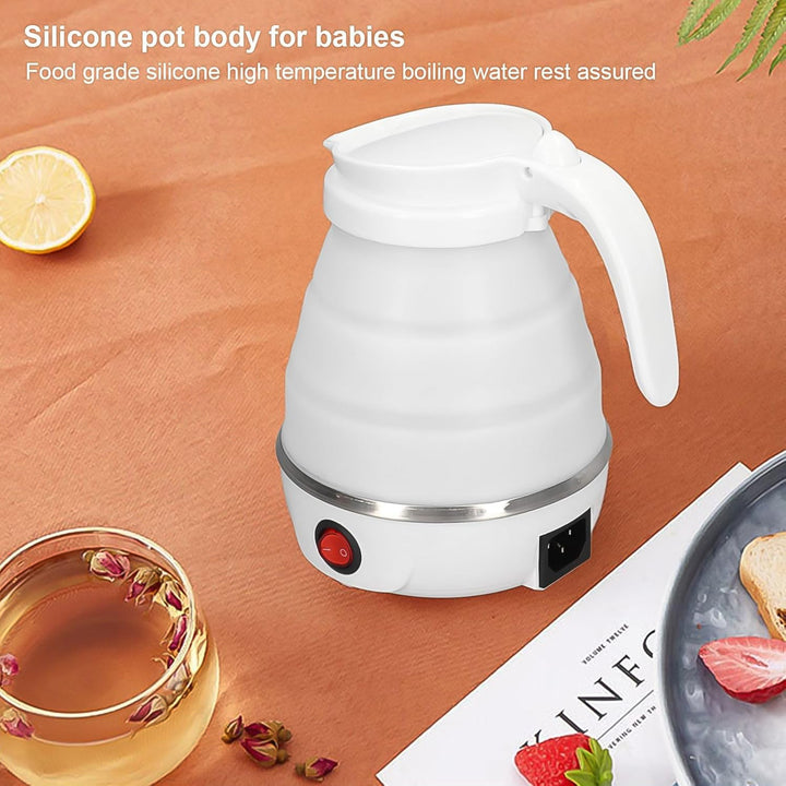 Travel Folding Electric Kettle 600W - (304 Stainless Steel & Silicone) - TezCart