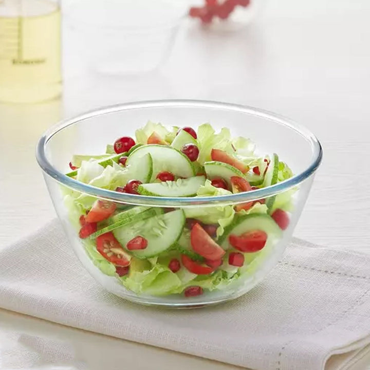 Bista Glass Serving & Mixing Bowls with Plastic Lid | Oven & Microwave Safe & Dishwasher Safe | Scratch Resistant | Transparent | For Household Gift For Birthday (3 Pcs set / 250 ML Approx) Your Brand