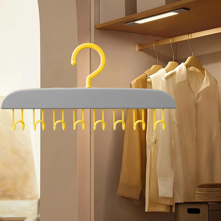 Plastic Organizer Hanger 360 Degree Rotatable Clothes Multifunctional with 8 Hooks Heavy Duty Clothing Tank Top Belt Towel Drying Rack Holder (1 pc) Your Brand