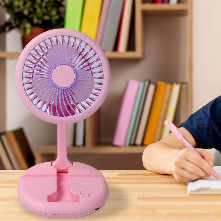 USB Rechargeable Portable Fan With LED Light Heavy Duty & Foldable Fan With Charging Port Home, Outdoor, Temple Your Brand
