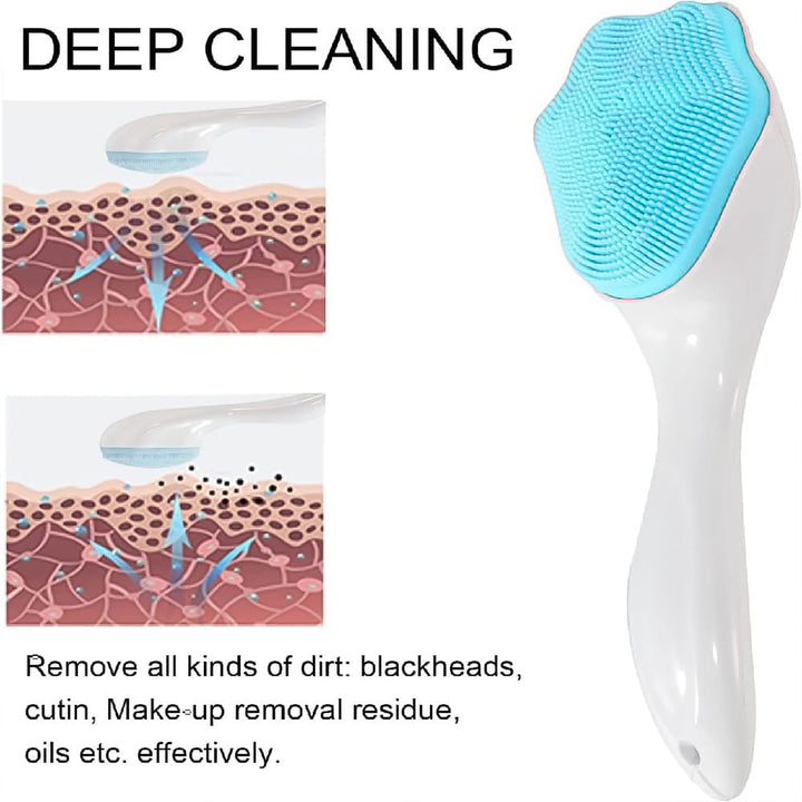 Silicone Face Scrubber Exfoliating Brush, Manual Handheld Facial Cleansing Brush (1 Pc) - TezCart