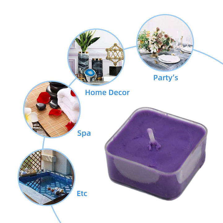 Smokeless Scented Acrylic Lavender Tealight Candles | Scented Acrylic Tealight Candle Set of 1 for Home Decoration and Celebrations | Long Burning Time Candle (1 Pc / Mix Color) Your Brand
