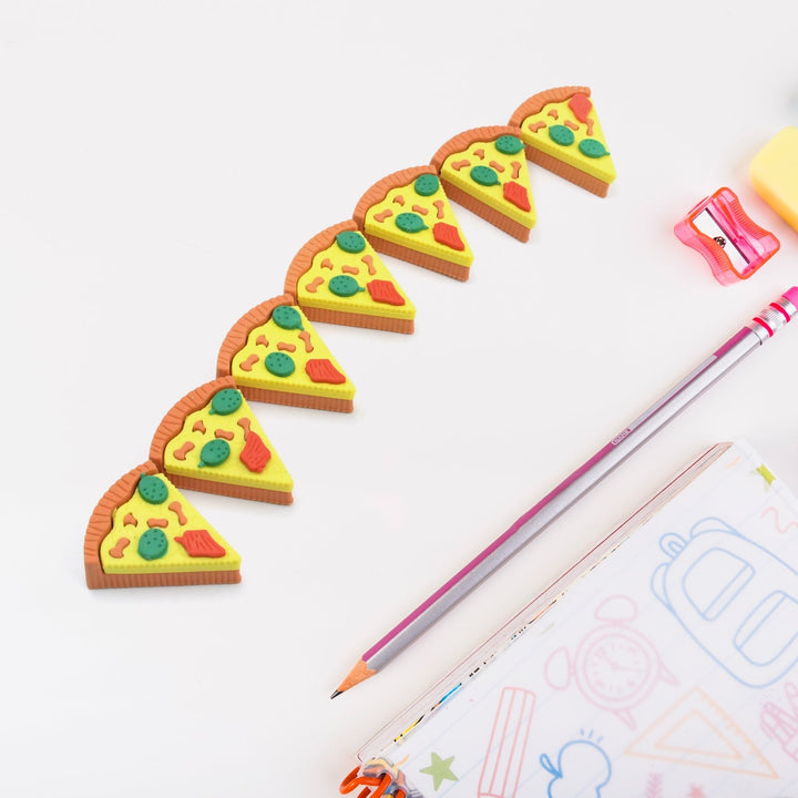 3D Pizza Slices Kids Favourite Food Eraser, Pizza 7 slice eraser for kids Adults fast food lover Stationary Kit Fancy & Stylish Colorful Erasers, for Return Gift, Birthday Party, School Prize Your Brand