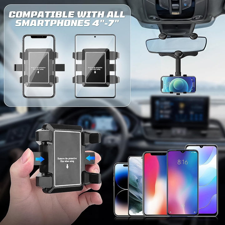 360 ° Rotating Car Rear View Mirror Phone Holder (1 Pc) - TezCart