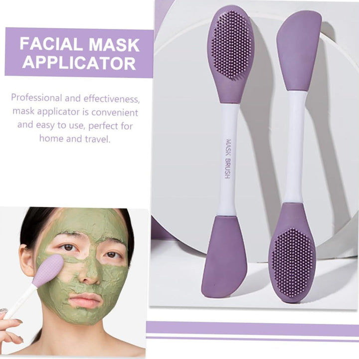 Double-headed Silicone Mask Brush Face Cleansing and Applying Mud Mask Beauty Salon Special Brush Smear Tool Facial Scrub Silicone Wash Scrubber Face Tools (1 Pc) Your Brand