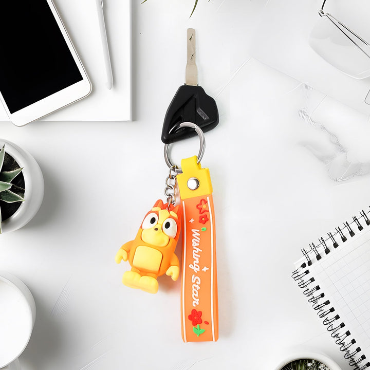 Cute Cartoon Silicone 3D Key Chain with Metal Hook & Strap (Pack of 1) - TezCart