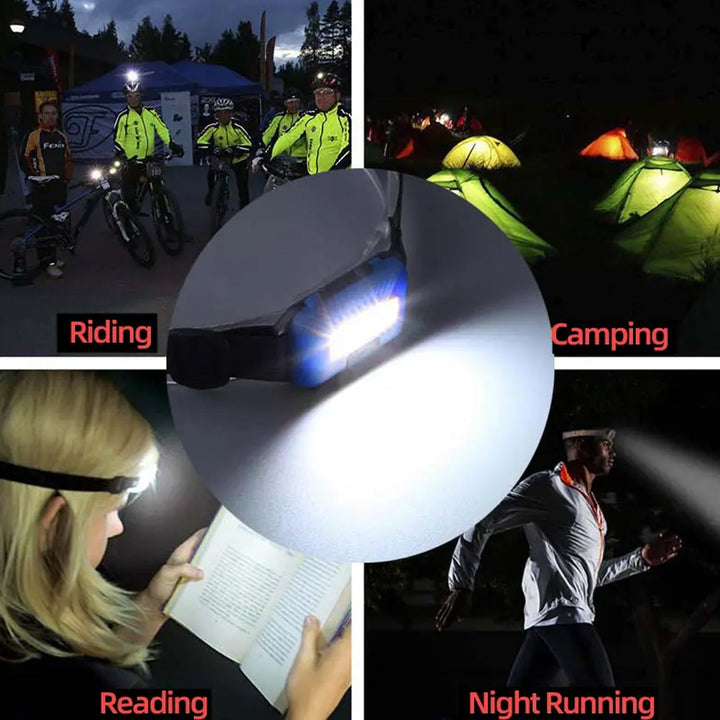 Head lamp Flashlight Waterproof Portable Lantern Headband Light Torch Lamp for Outdoor Camping Hiking Backpack Cycling, Running Hunting 10W Cob(1 Pc) Your Brand