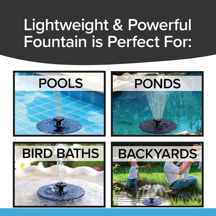Fast Fountain by Pocket Hose - Solar-Powered - Instantly Adds a Water Feature Virtually Anywhere - 5 Spray Modes - No Installation or Batteries Required - Great for Bird Baths, Pools, Pond & More (1 Pc) Your Brand