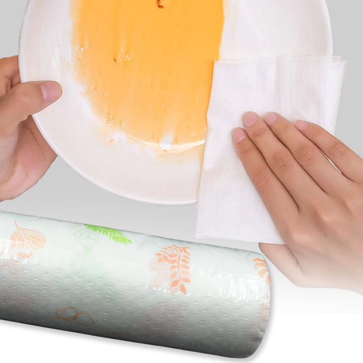 Non Woven Reusable and Washable Kitchen Printed Tissue Roll Non-stick Oil Absorbing Paper Roll Kitchen Special Paper Towel Wipe Paper Dish Cloth Cleaning Cloth 40 sheets / Pulls Your Brand