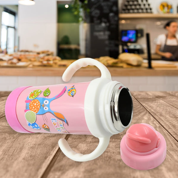 Stainless Steel Water Bottle With Handle & Straw Leak Proof, Rust Proof, Hot & Cold Drinks, Gym Sipper BPA Free Food Grade Quality, Steel fridge Bottle For office / Gym / School (350 Ml) Your Brand