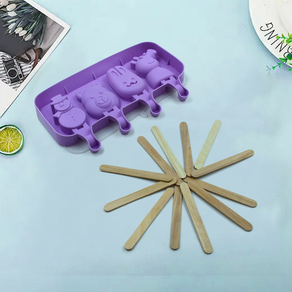 Silicone Popsicle Molds Ice Cream Pop Molds 4 Cavities with Lids 50 Pack Sticks for Kids Ice cube Maker Easy Release Your Brand