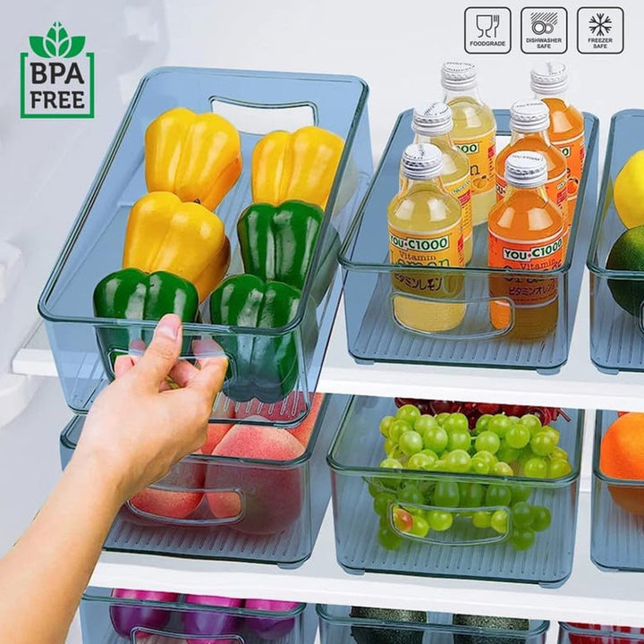 Plastic Refrigerator Organizer Bins, Set Of 2 Stackable Fridge Organizers with Handle, Clear Organizing Food Fruit Vegetables Pantry Storage Bins for Freezer kitchen Cabinet Organization and Storage (2 Pcs Set Mix Color) Your Brand