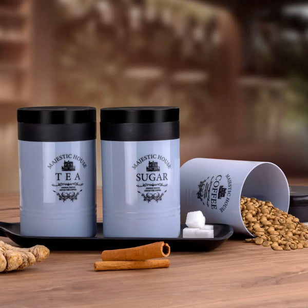 Accurate Seal Tea Sugar Coffee Container - 3 Pcs Plastic Damru Shaped Tea, Coffee, Sugar Canisters Jar, New Airtight Food Seal Containers for Salt, Dry Fruit, Grocery Multicolor (3 Pcs Set) - TezCart