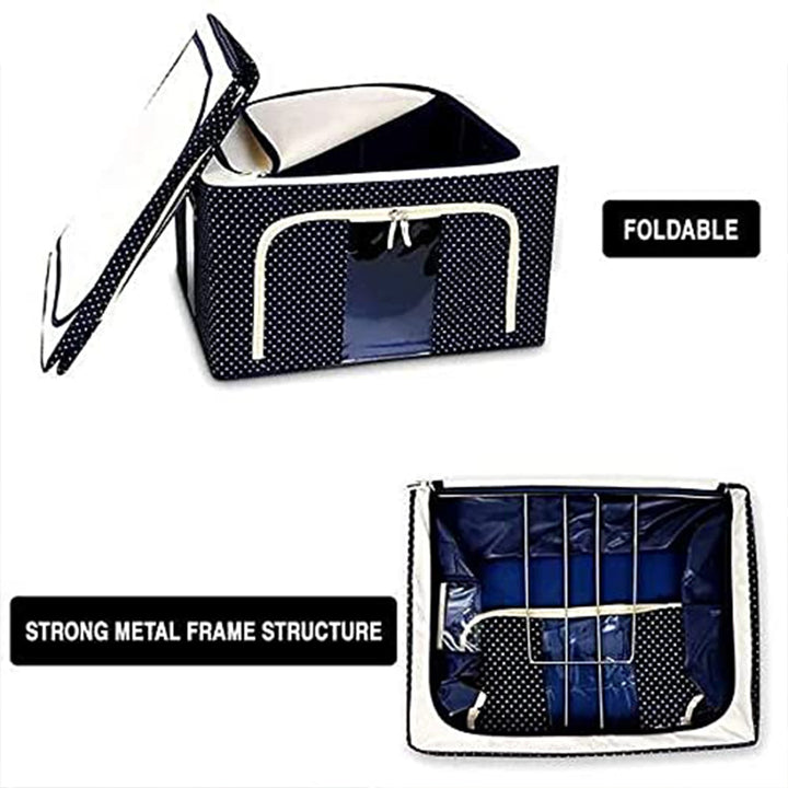 Foldable Steel Frame Clothes Living Storage Organizer Handled Bag - TezCart