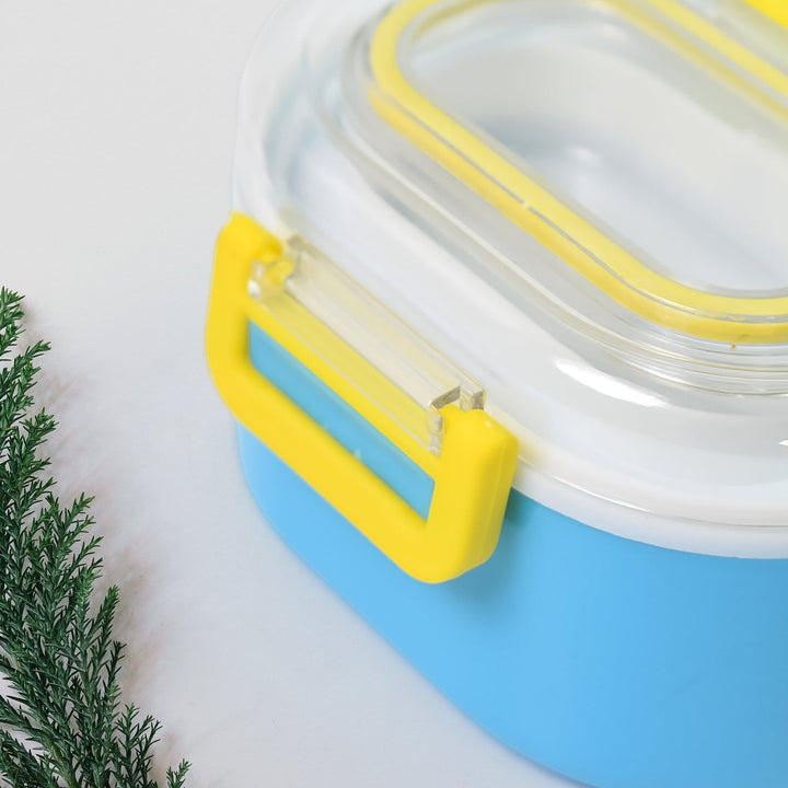 Durable Plastic Lunch box for Kids With 2 in 1 Spoon, Fork (1 Pc) - TezCart