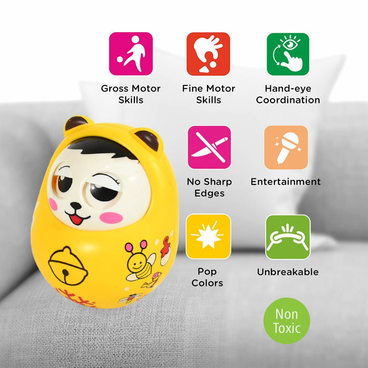 Musical Roly Poly Toys for Baby | Push and Shake Wobbling Toy with Music | Tumbler Doll Toy for Babies | Sound Balancing Doll Toys for Baby Boys, Girls 8+ Months Multicolor (1 Pc) Your Brand
