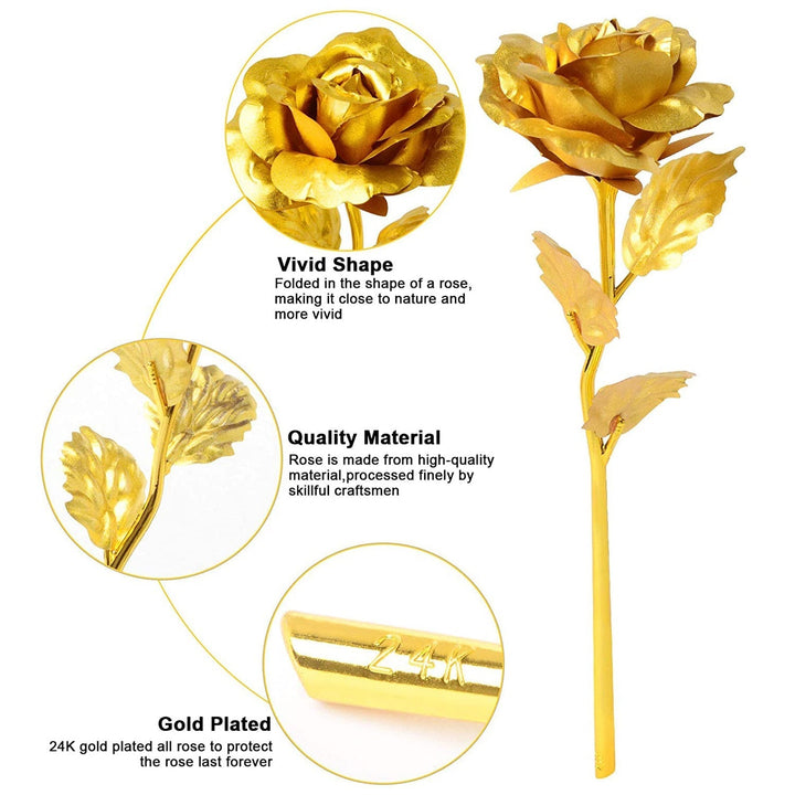 Luxury Decorative Gold Plated Artificial Golden Rose with Premium Box Your Brand
