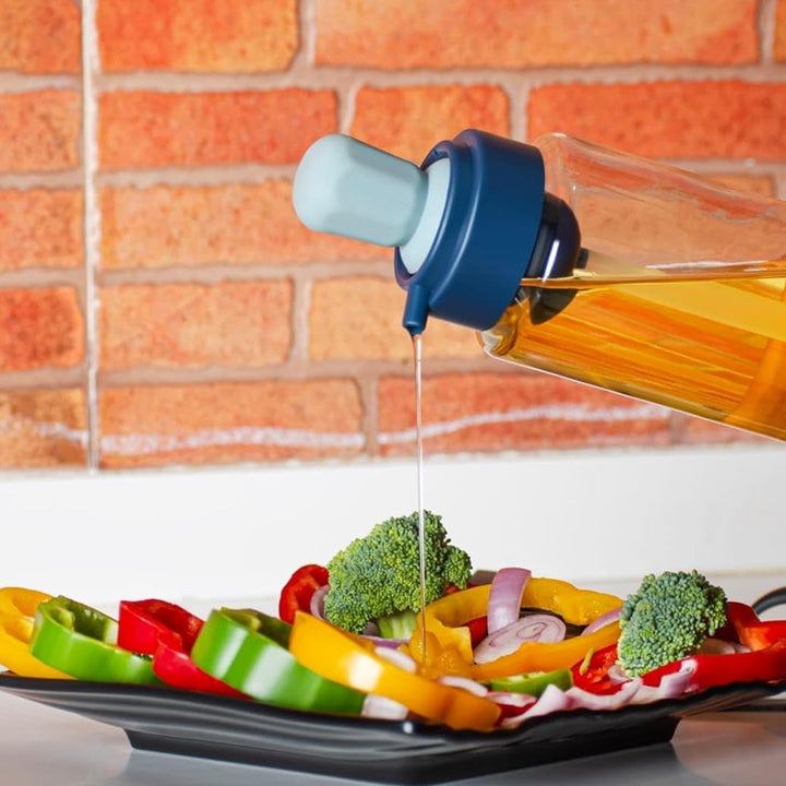 2 in 1 Transparent oilar dispenser with Silicone Oil Dropper Nozzle (1 Pc / With Brush / 1 Ltr.) Your Brand