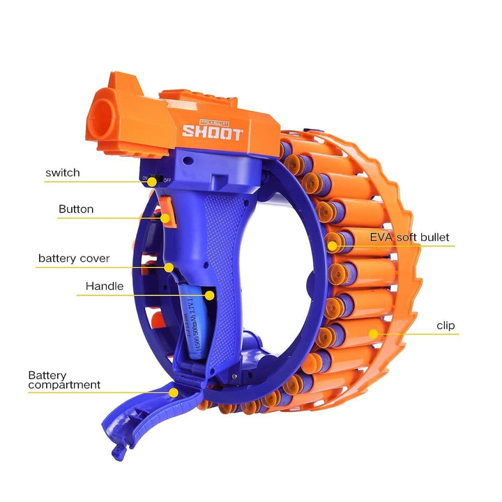 Amazing Toy Gun, Electric Gun for Children, 28 Soft Bullets for Youth Safety, Children's Electric Hand Ring Wheel Soft Bullet Gun, Gift Toys Your Brand