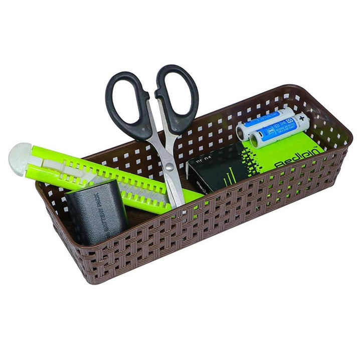 Plastic Multipurpose Desk Organizer Tray Office Drawer Dividers Storage Bins for Kitchen, Bathroom, Office, Makeup, Bedroom Dresser, Craft Basket Rack Multicolour (6 Pcs Set) Your Brand