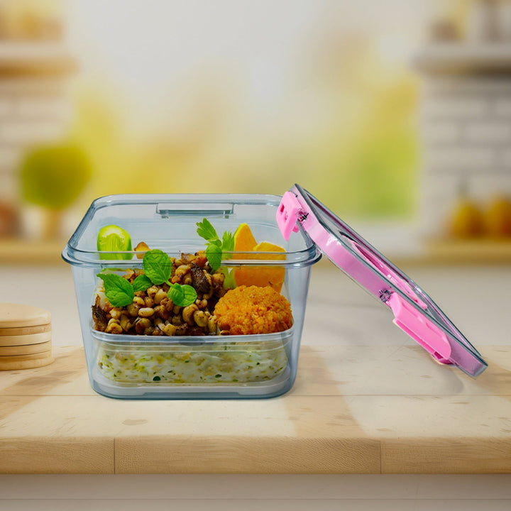 High Quality Plastic Food Storage Container Clear Washable Refrigerator Food Box Food Container Fruit Box Container with Lid (1400 ML) Your Brand