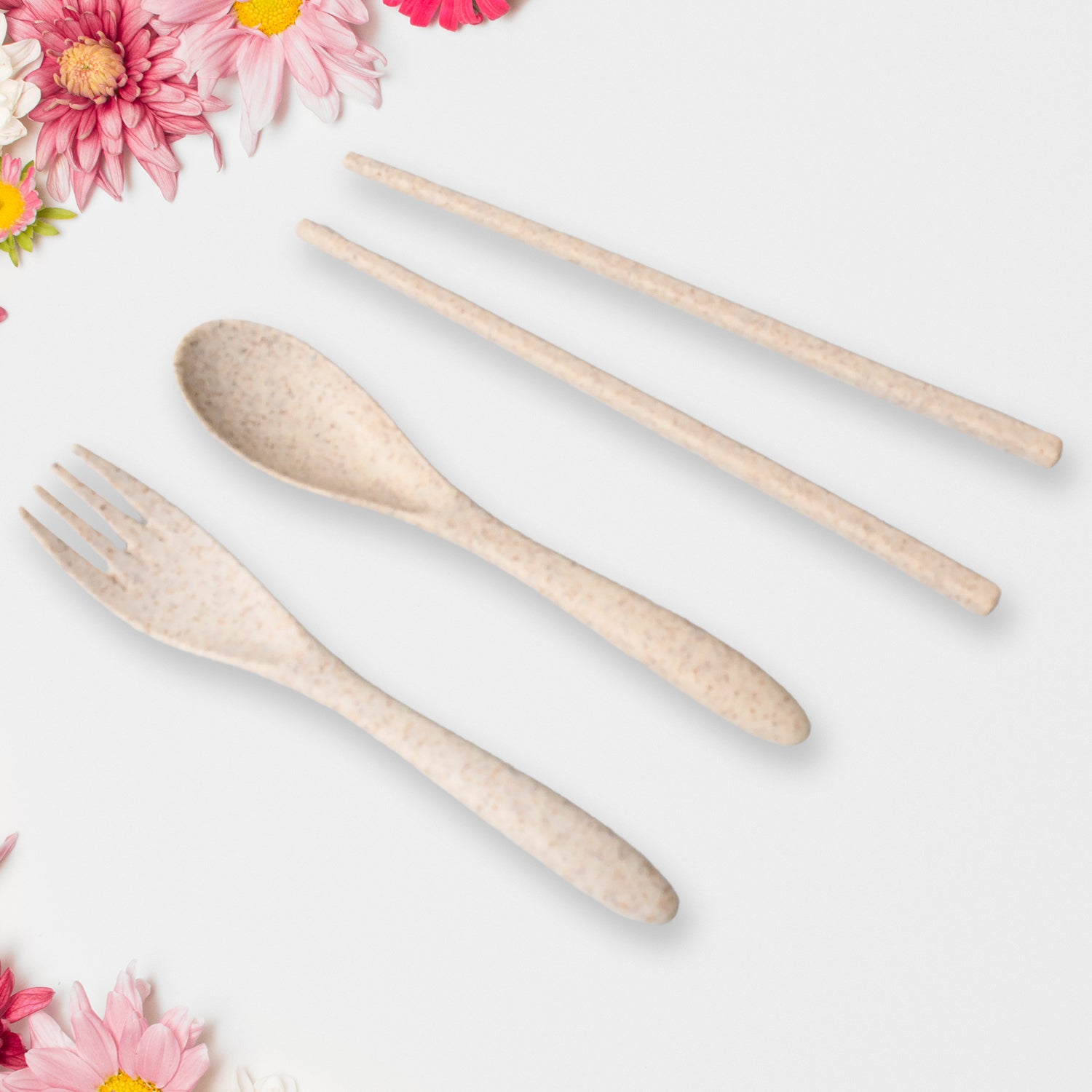 Rice Bowl Noodle 1 Bowl with 1 Lid and Handle Wheat Straw Noodle Bowls with Wheat Straw 1 Fork, 2 Chopsticks, 1 Spoon for Soup Salad Snack Set (6 Pcs Set) Your Brand