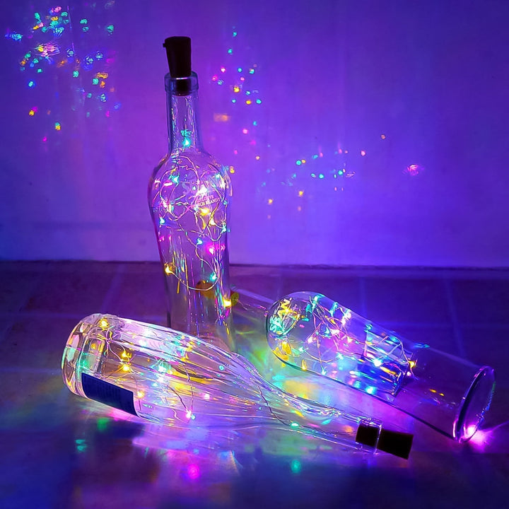 Wine Bottle Cork String Light | Multi LED / 2M Cable Length Copper Wire Battery Operated (Multicolor Light / 1 Pc) Your Brand