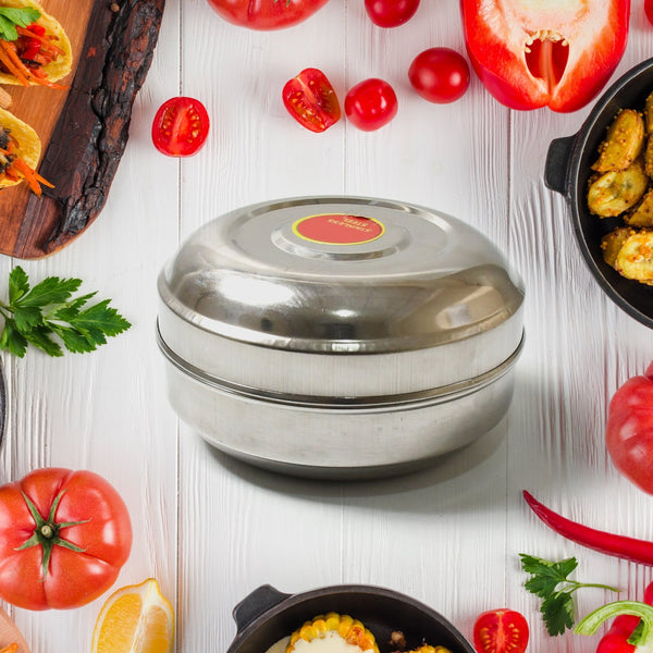 Multi-Purpose Stainless Steel Round Shape Tiffin Box - Small Gift For Baby Girl And Baby Boy For Office, School / Tuition / Picnic (big) Your Brand
