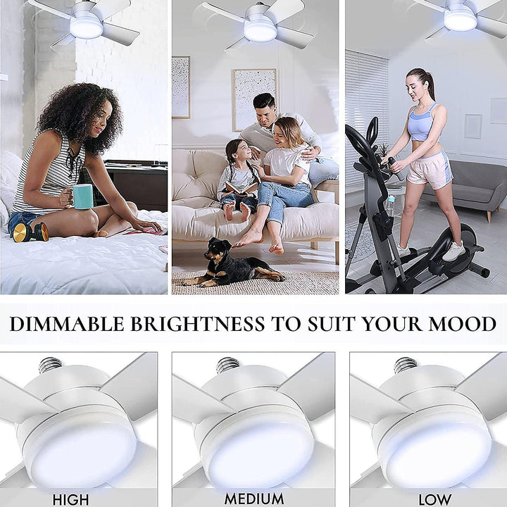 Socket Fan Light Original - Cool Light LED – Ceiling Fans with Lights and Remote Control, Replacement for Lightbulb - Bedroom, Kitchen, Living Room,1000 Lumens / 5000 Kelvins Cool LEDs (Remote Battery Not Included) Your Brand