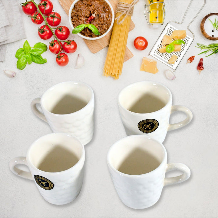 Crysta Ceramic Tea Cups With Plastic tray Environmental Friendly Festival for Milk Cup, Coffee Cup, Tea Cup, Breakfast Cup, Drinking Mug or Outdoor for Household Gift For Birthday (5 Pcs Set) Your Brand