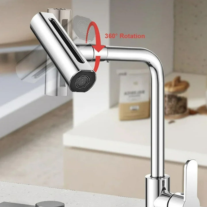 Multifunction Shower Waterfall Kitchen Faucet, 360° Rotation Waterfall Kitchen Faucet, Touch Kitchen Faucet, Faucet Extender for Kitchen Sink, Swivel Waterfall Kitchen Faucet for Washing Vegetable Fruit (4 In 1 ) - TezCart