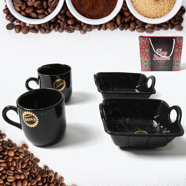 Play Station Ceramic Tea / cups / Mug Set With Handle Serving Bowl Milk Cup, Coffee Cup, Tea Cup, Breakfast Cup, Drinking Mug or Outdoor for Household, Gift for Birthday, Wedding Party (4 Pcs set) Your Brand