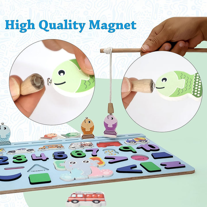 Wooden Number Puzzle Match Board and magnetic rod - TezCart