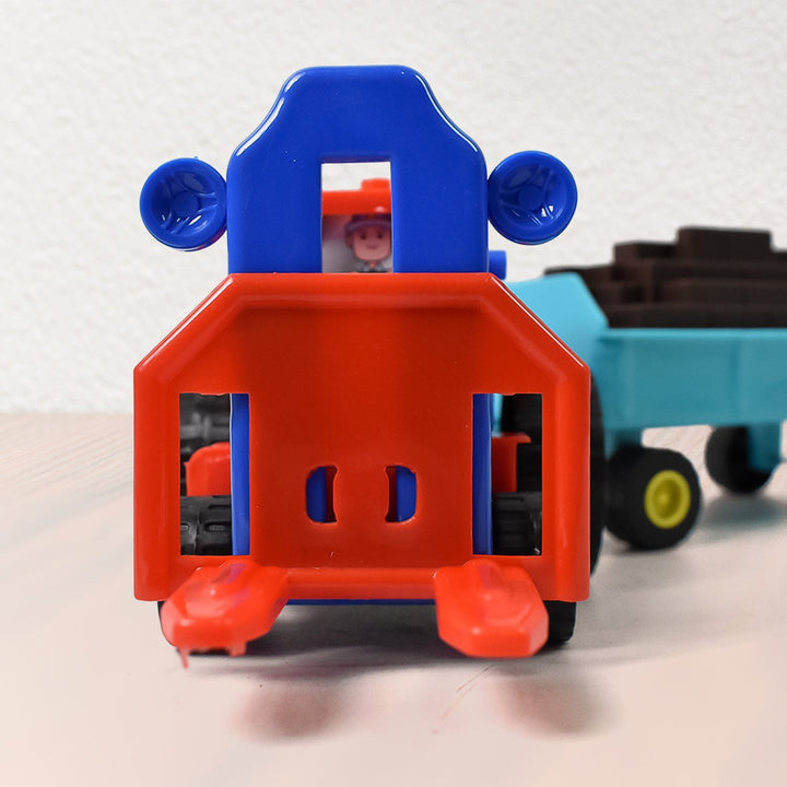 Plastic Tractor Toy Friction Powered Tractor with Bricks Trolley (1 Pc) - TezCart