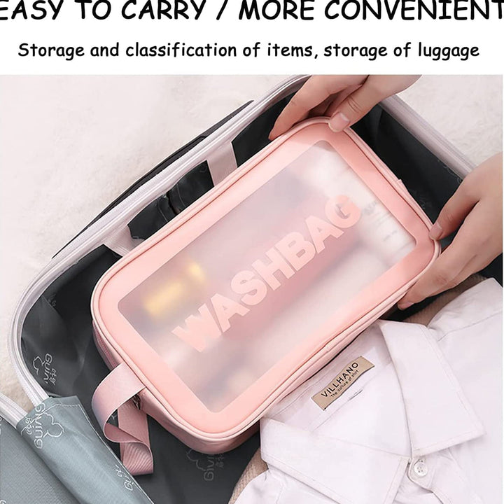 Cosmetic Pouch, Make up Bag for Home & Travel, Toiletry Bag for Cosmetics, Brushes, Accessories Set of 3 Small, Medium & Big - Wash Bag - TezCart