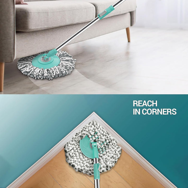 Ganesh Quick Spin Mop Steel Spin, Bucket Floor Cleaning, Easy Wheels & Big Bucket, Floor Cleaning Mop With Bucket, 2 Micro fiber head / Refill Your Brand