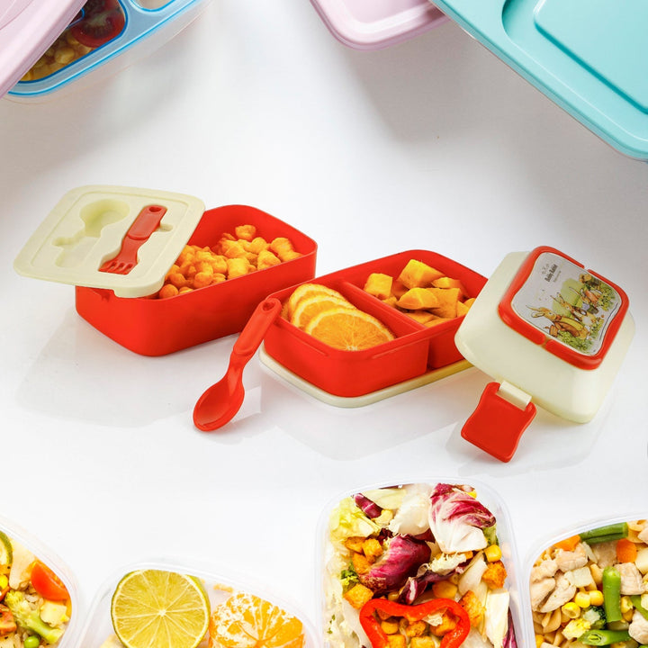 5621 Double Layer Lunch Box Stylish Lid Lunch Box With Fork & Spoon Lunch Box For Children School Lunch Box  Your Brand
