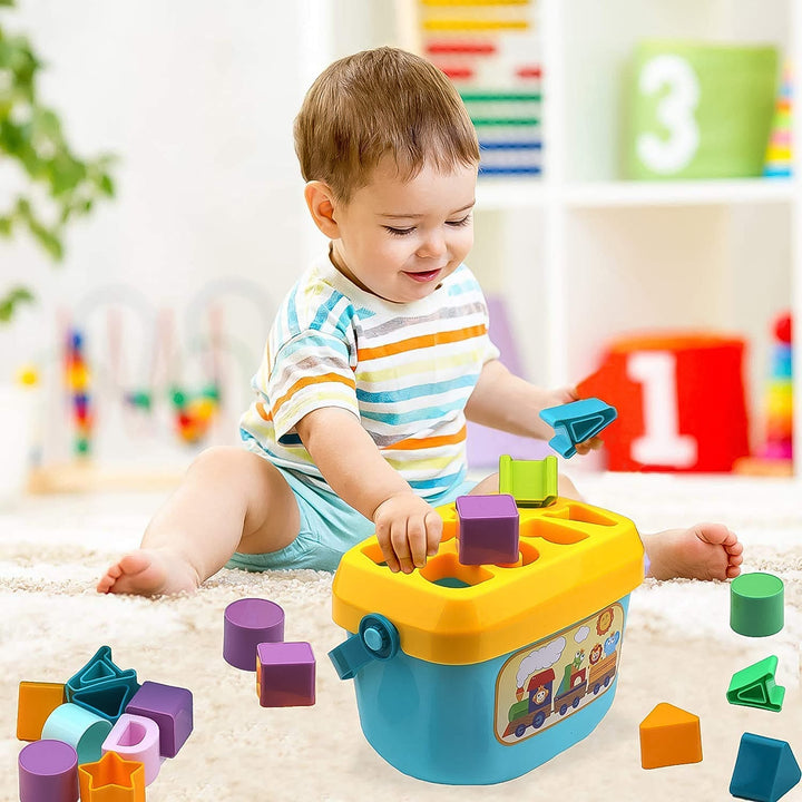 Baby First Block Set for Kids Non-Toxic Abcd Geometric Shape Sorting & Stacking Toy (1 Set) - TezCart