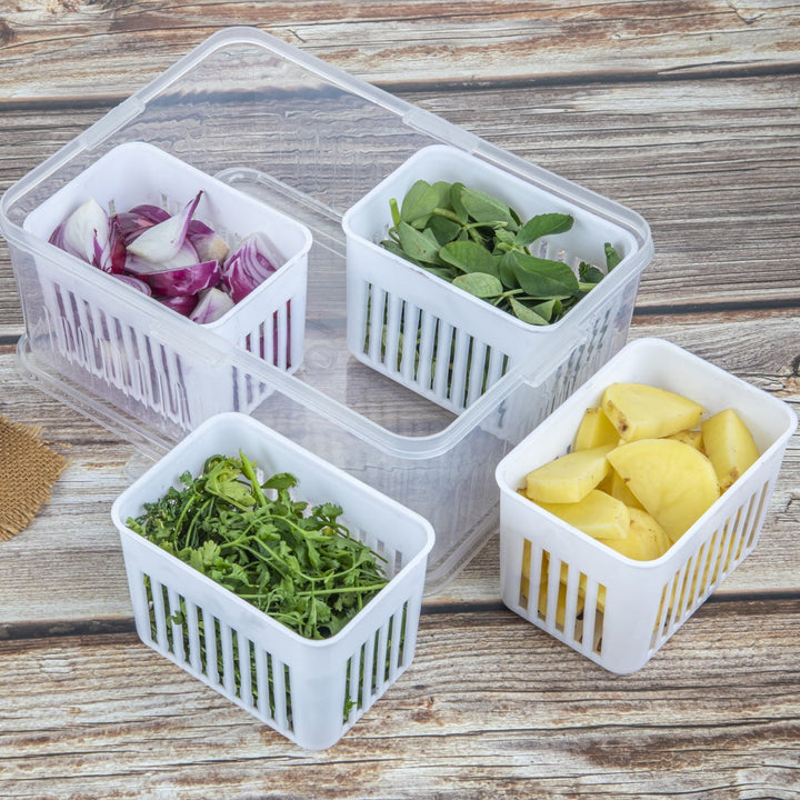 Fridge Storage Boxes Freezer Storage Containers, Container for Kitchen Storage Set, Storage in Kitchen, Vegetable Storage, Draining Crisper Refrigerator Food Box (1 Pc) Your Brand