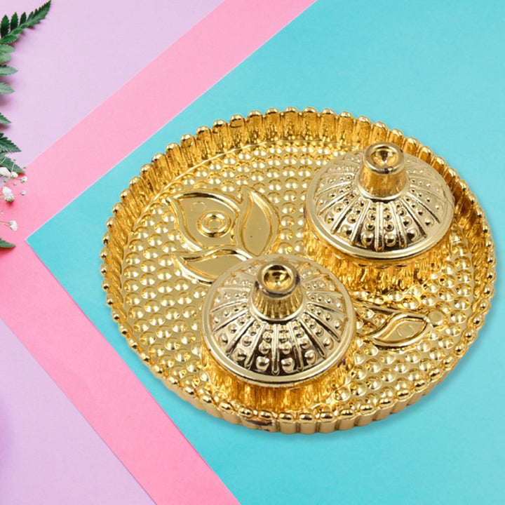 Round Shape Special Puja Thali, Kumkum Thali Holder (1 Pc / Small) - TezCart