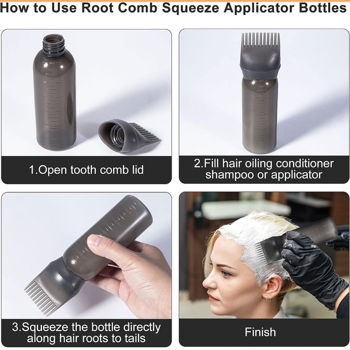 Comb Applicator Bottle, Hair Oil Applicator Bottle for Hair Dye Bottle Applicator Brush with Graduated Scale, Professional Brush Applicator Comb Hairdressing Coloring Styling Tool (1 Pc) Your Brand