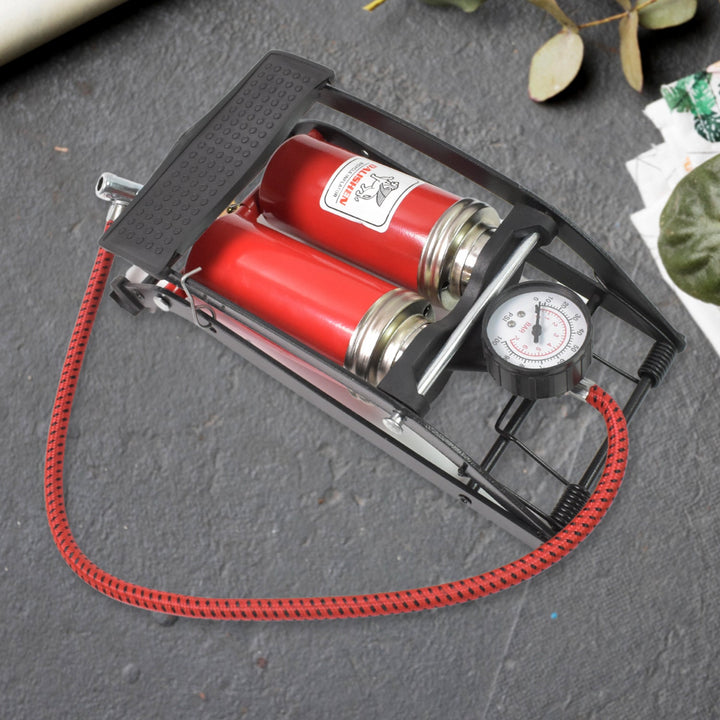 Dual-Cylinder Foot Pump, Portable Floor Bike Pump, 100PSI Air Pump - TezCart