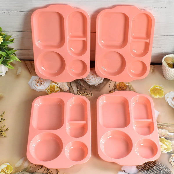 Unbreakable Plastic Food Plates / Biodegradable 5 Compartment Square Plate for Food Your Brand