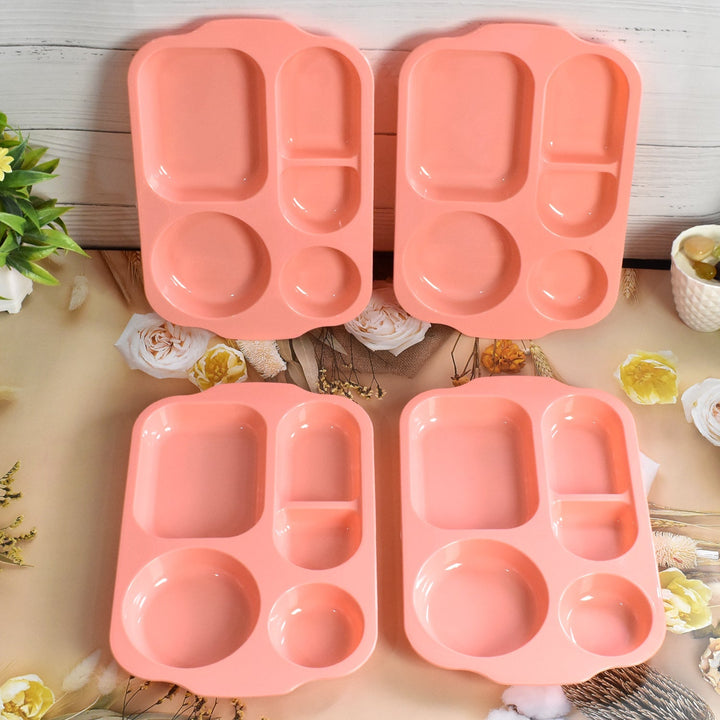 Unbreakable Plastic Food Plates / Biodegradable 5 Compartment Square Plate for Food Your Brand