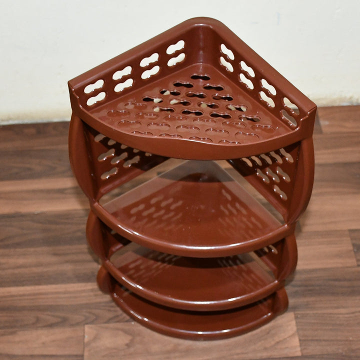 Multi Purpose Plastic Corner Rack a Stylish Storage Shelf for Kitchen / Living Room / Bathroom (1 Pc / 3 Layer ) Your Brand