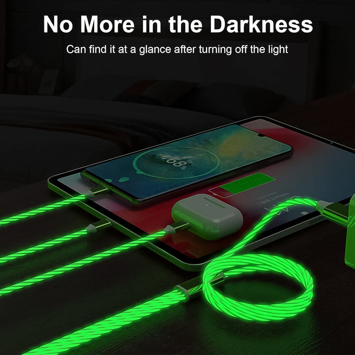 3 in 1 Charging Cable Light Up Fast Charger Multi Charging Cable (1 Pc) - TezCart