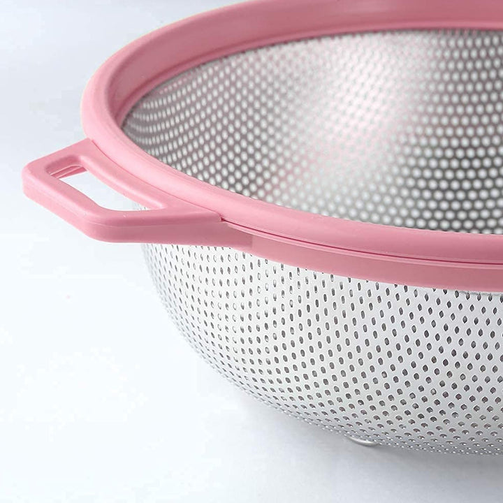 Stainless Steel Colander with Handle - Large Metal Mesh Basket Strainer (1 pc) Your Brand