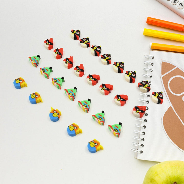 Fancy & Stylish Colorful Erasers, Mini Eraser Creative Cute Novelty Eraser for Children Different Designs Eraser Set for Return Gift, Birthday Party, School Prize (28 Pcs In 1 Packet) Your Brand
